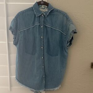 We The Free Floral Blue Top